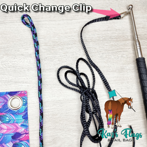 Clip to put training flags and tools onto horse poles