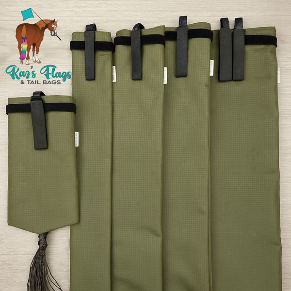 Khaki Coloured Tail Bag range custom made by Kaz's Flags and Tail Bags