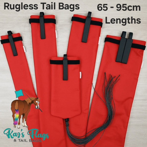 Red Equine Rugless Tail Bag custom made by Kaz's Flags and Tail bags