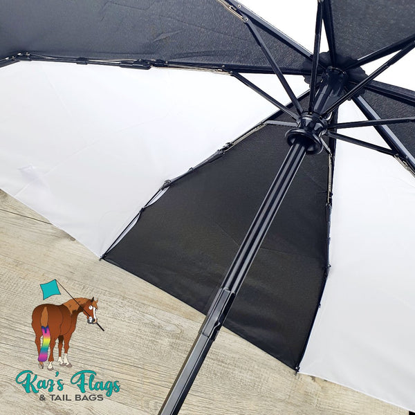 Open umbrella for horsemanship training to sights and sounds