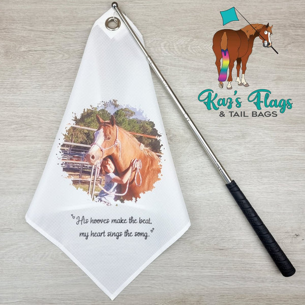 Custom Photo Flag and pole with flag folded
