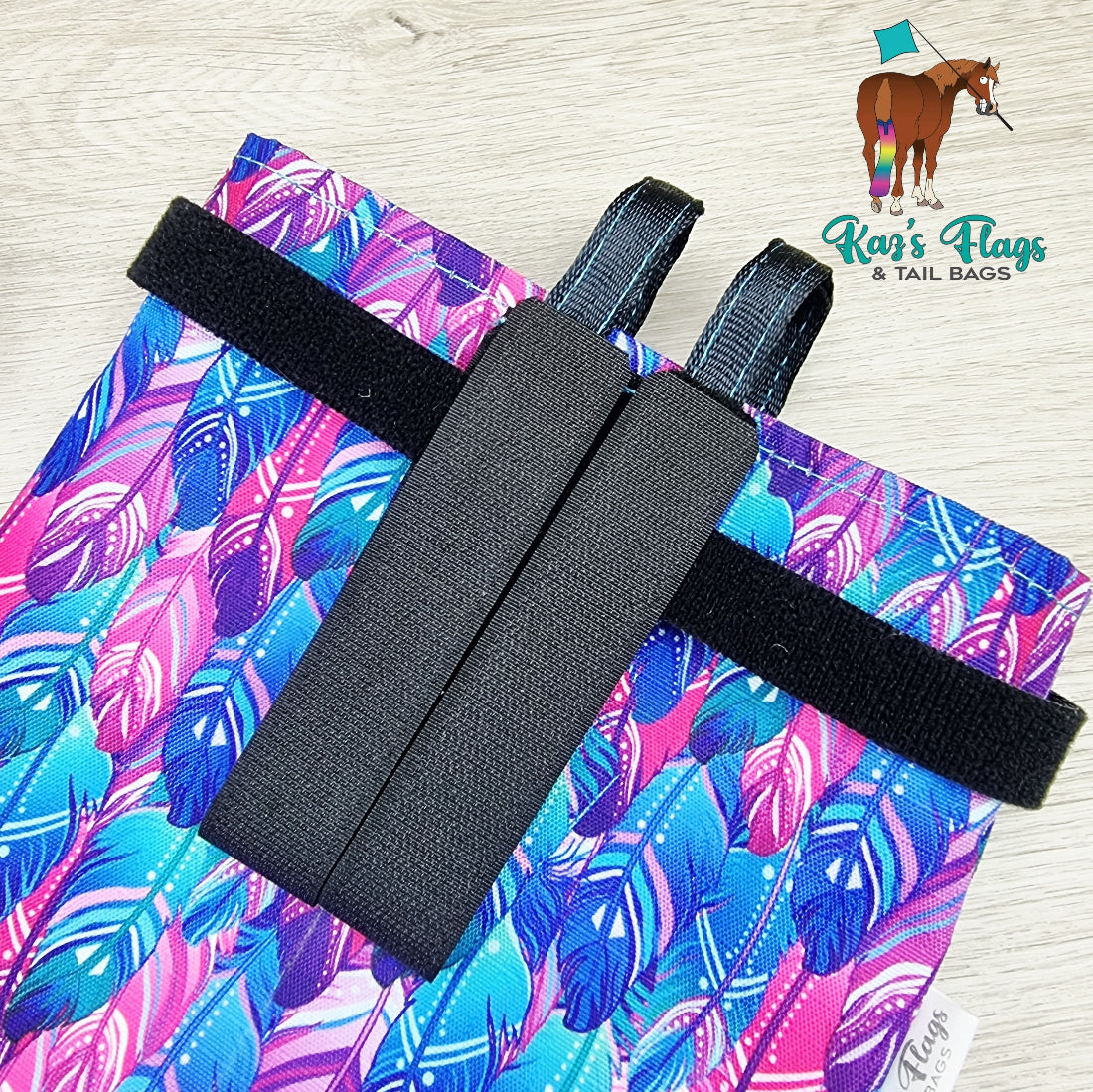 Extra Wide Tail Bag in Funky Feathers double Tab