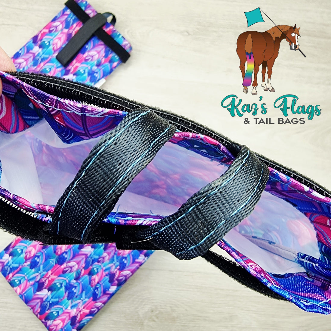 Funky Feather pattern Extra Wide Tail Bag double tab