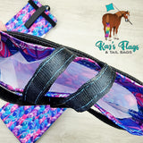 Funky Feather pattern Extra Wide Tail Bag double tab