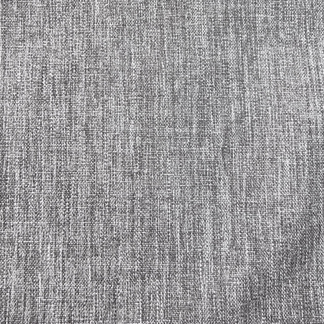 A close-up of a gray woven fabric texture with a linen-like crosshatch pattern.