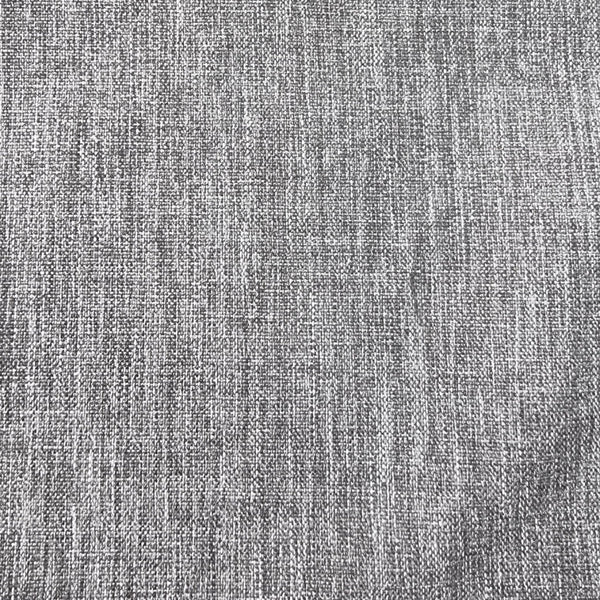 A close-up of a gray woven fabric texture with a linen-like crosshatch pattern.