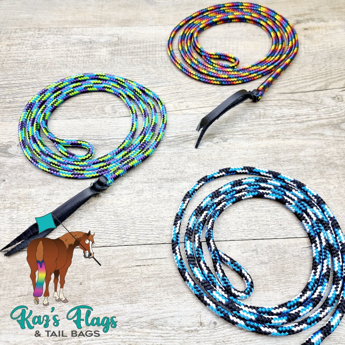 Blue String Training Natural Horsemanship 5' Training String - Kaz's Flags and Tail Bags