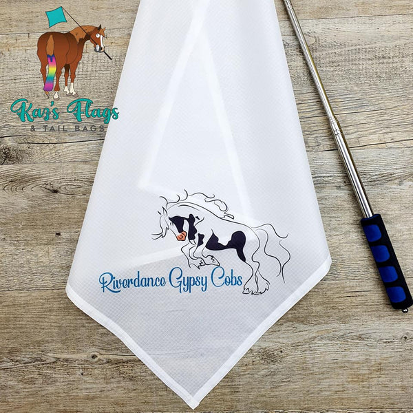 colour logo horsemanship flag and stick pole