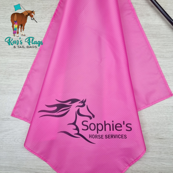 Sophie's Horse Services logo flag and stick combo