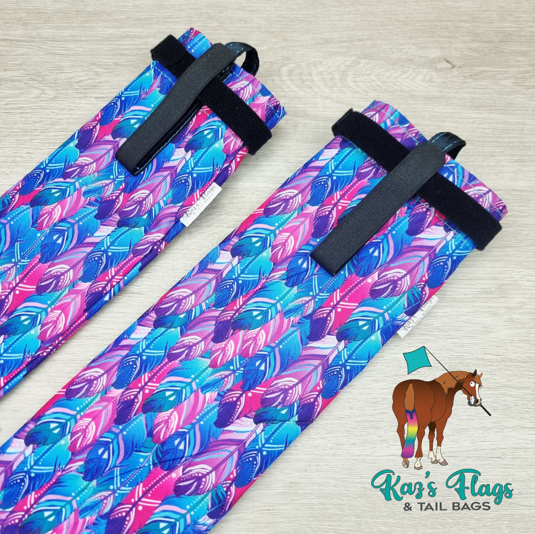 Standard and Standard Plus in Funky Feathers pattern tail bags