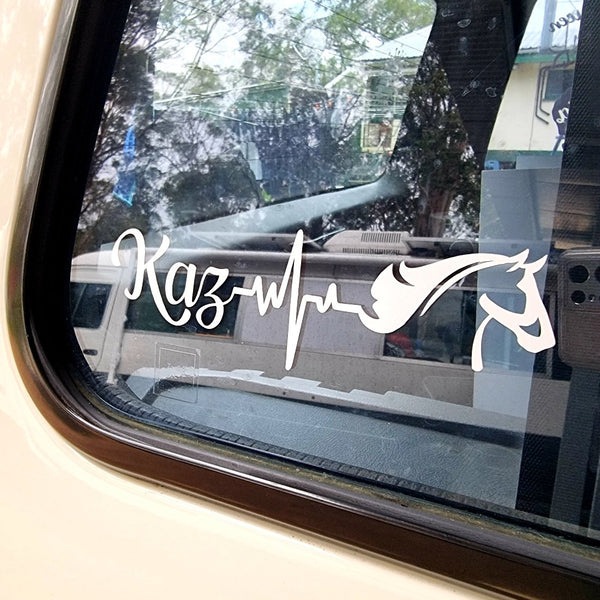 Horse sticker on car window