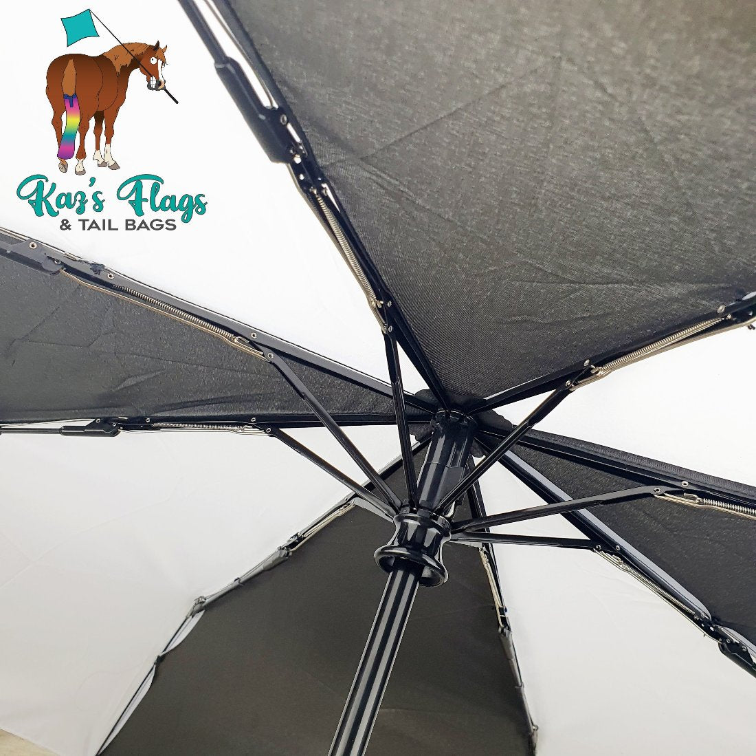 Underside of horse training umbrella open ideal for Liberty training 