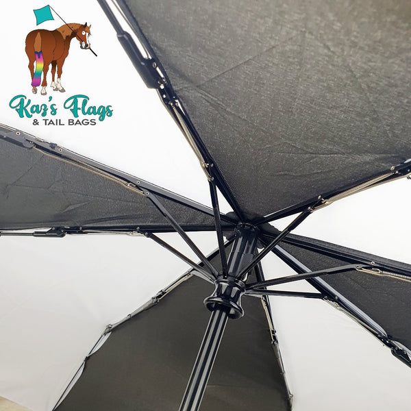Underside of horse training umbrella open ideal for Liberty training 