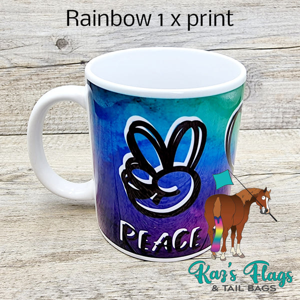 rainbow print horse mug