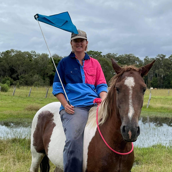 Horse riding with flag