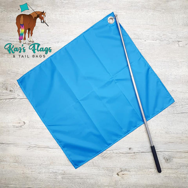 Horsemanship flag and pocket telescopic pole Kaz's Flags Pro Teal Flag