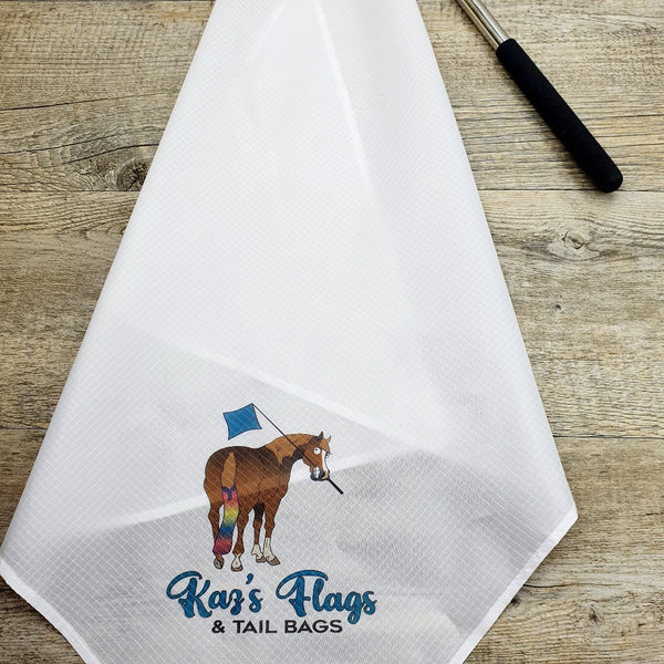 White Kaz Flag Brand Flag and pocket pole combo