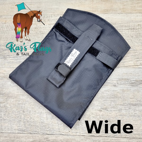 Wide rugless tail bag for horses in black